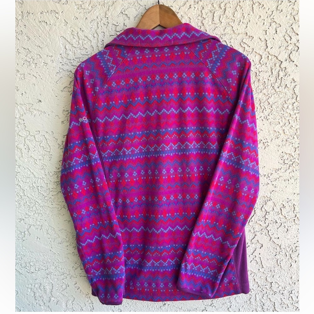 COLUMBIA Aztec Purple, Pink, Red Bright Fleece Quarter Zip Women’s Large - Picture 5 of 9